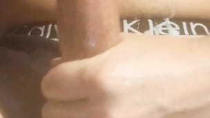 I love to masturbate and fill my boxers with my big cock, cum