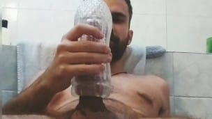 Bathroom jerking with a Fleshlight