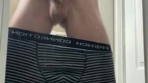 Mirror wank in the bathroom cumming cumshot big dick straight married guy