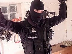 Caiu na Net: Swat cop cum load on alpha bomberjacket no WhatsApp